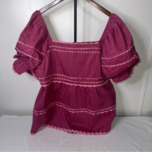 Elegant Magenta Puff Sleeve Blouse